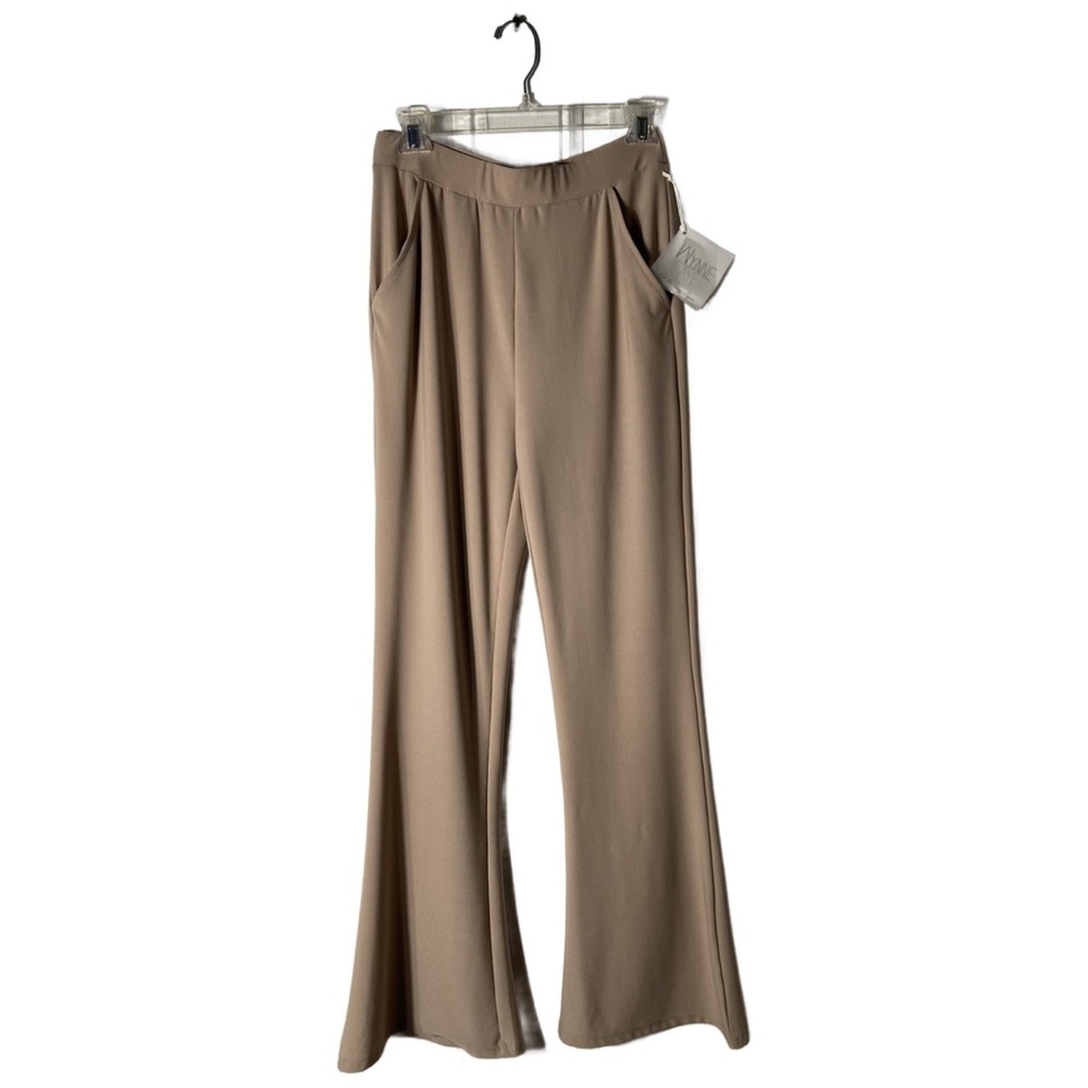 MarlaWynne Pull On Alice Crepe Flare Leg Pant Sand M New